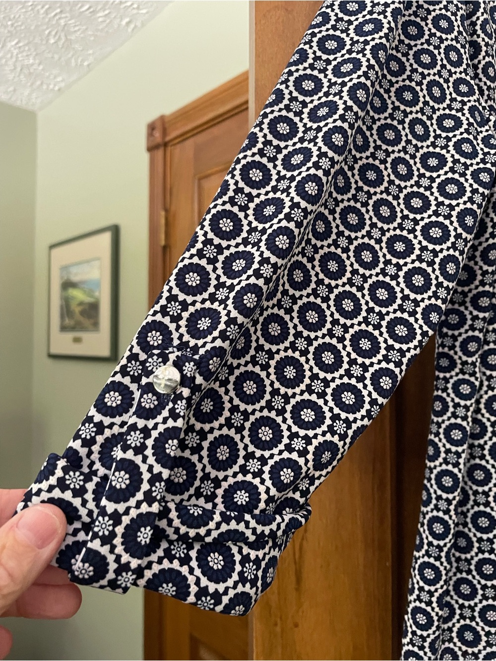 Westport Navy and White Geometric V-Neck Tunic - Picture 2 of 3